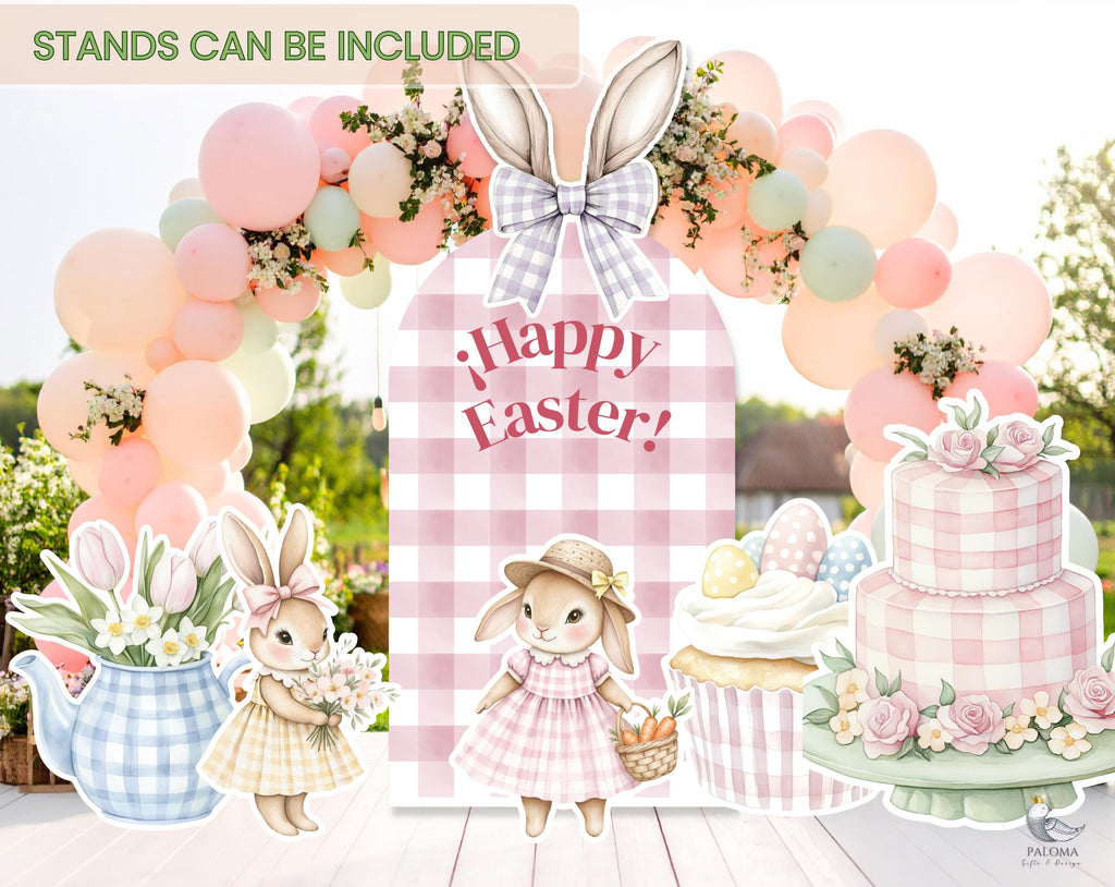 Easter Bunny Birthday Backdrop & Cutouts | Personalized Spring Party Decorations
