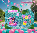 Princess Pool Party Backdrop & Cutouts | Personalized Tropical Summer Birthday Decorations
