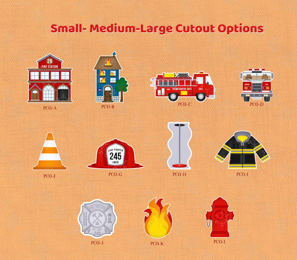 Firefighter Birthday Backdrop & Cutouts | Personalized Fire Truck Party Decorations
