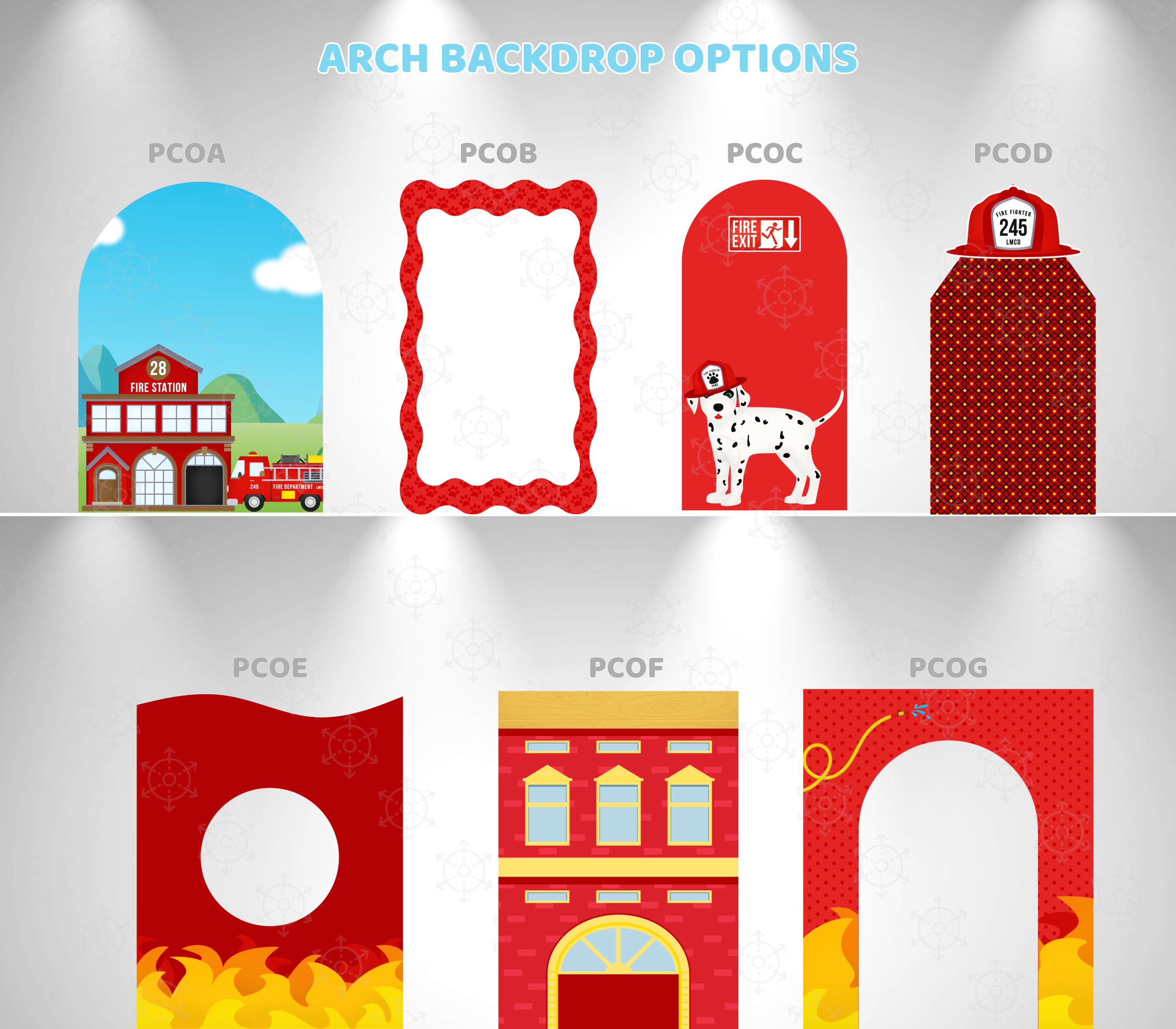 Firefighter Birthday Backdrop & Cutouts | Personalized Fire Truck Party Decorations