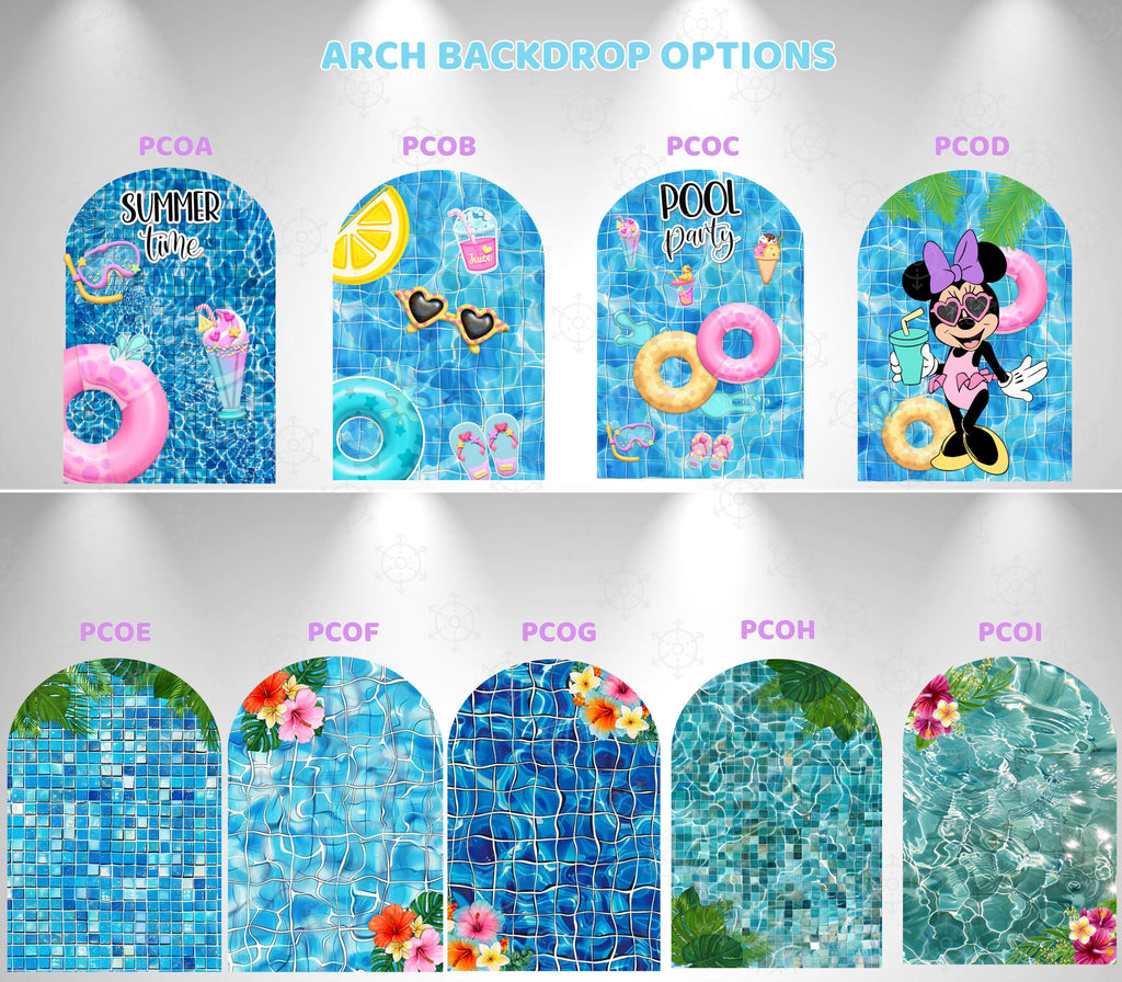 Personalized Minnie Mouse Pool Party Backdrop & Cutouts | Summer Birthday Decorations