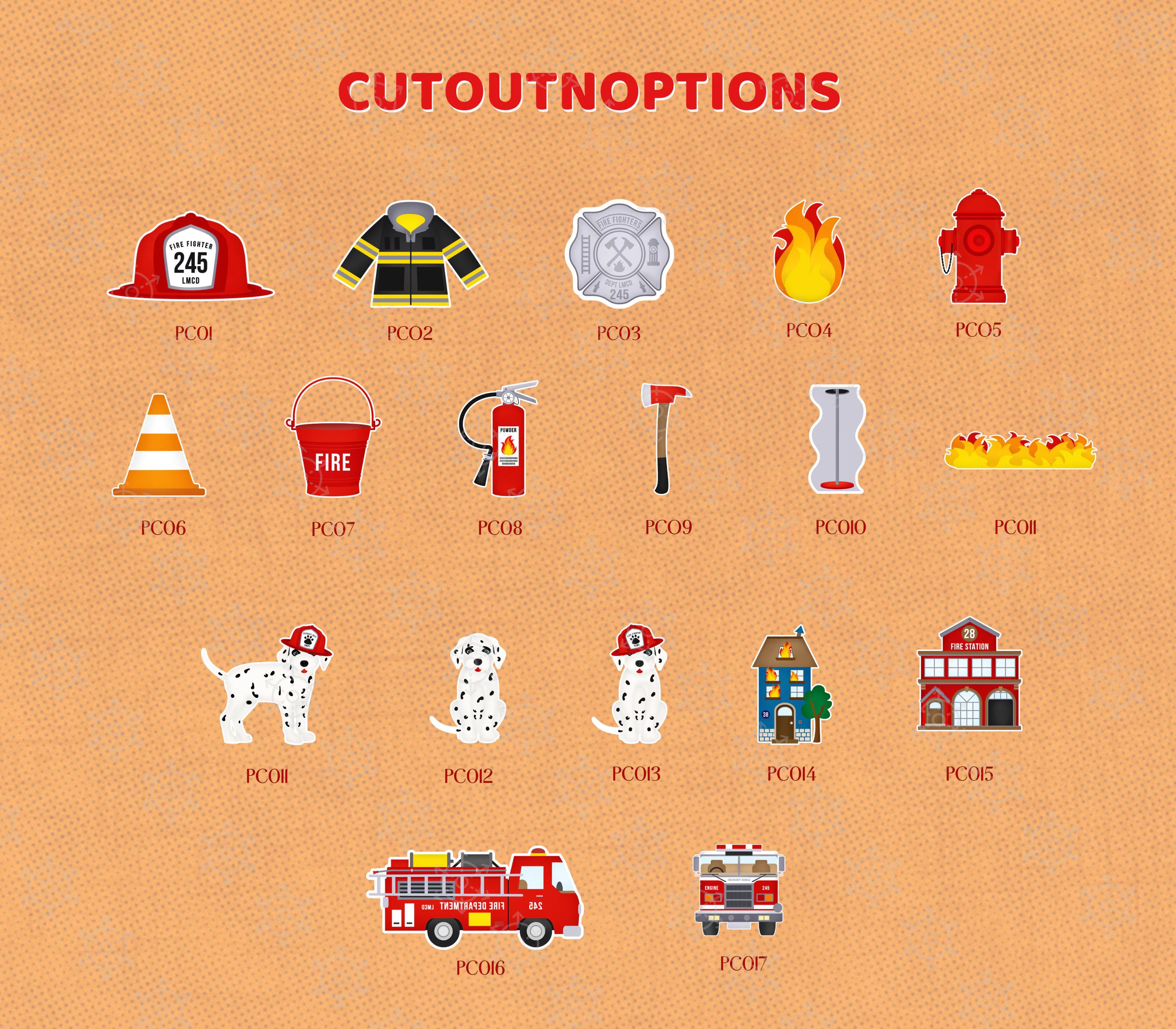 Firefighter Birthday Backdrop & Cutouts | Personalized Fire Truck Party Decorations