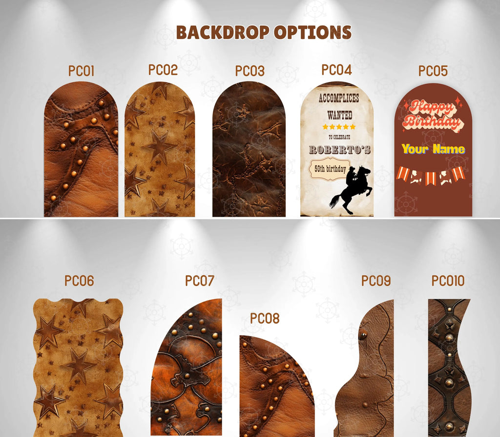 Personalized Western Birthday Backdrop & Cutouts Set | Rustic Cowboy Party Decorations